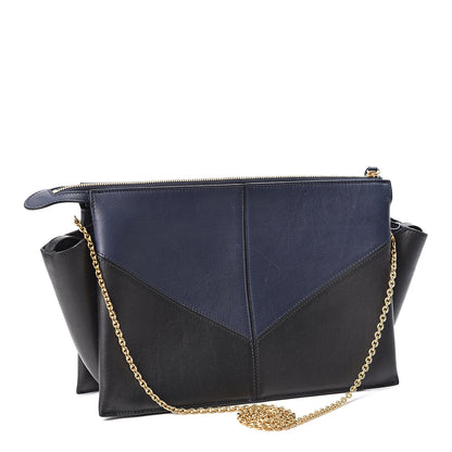 Celine Supple Natural Calfskin Tri-Fold Clutch Black Blue 2 of 8