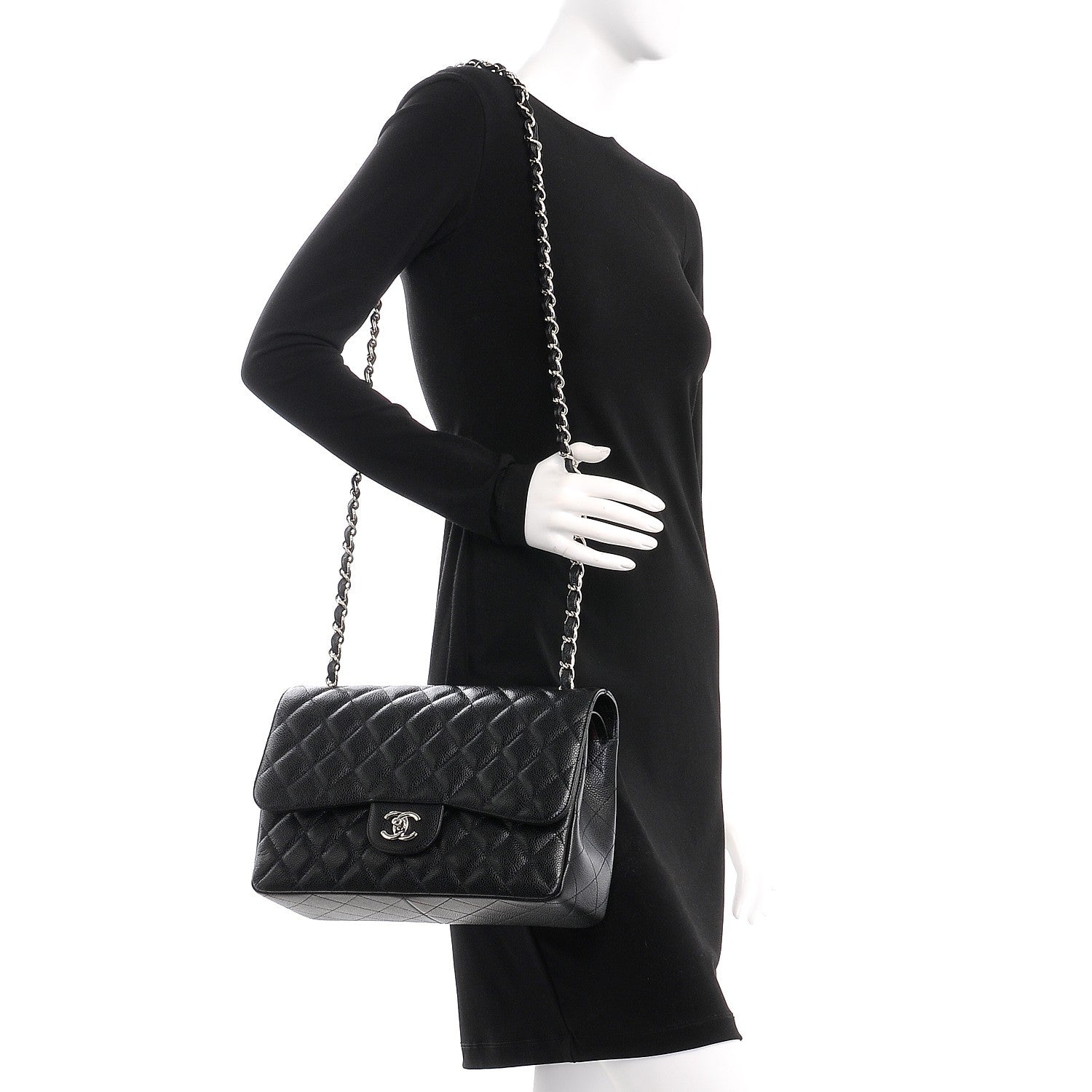 Chanel Caviar Quilted Jumbo Double Flap Black 2 of 10