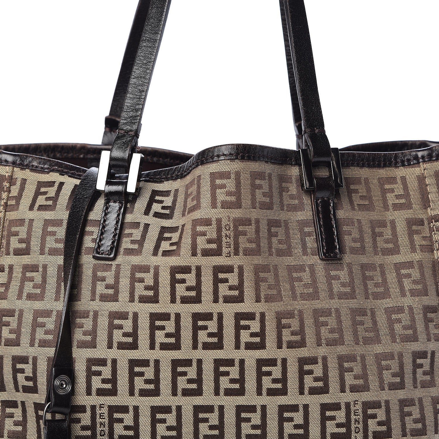 Fendi Zucchino Shopping Tote Mogano Panna Brown 14 of 14
