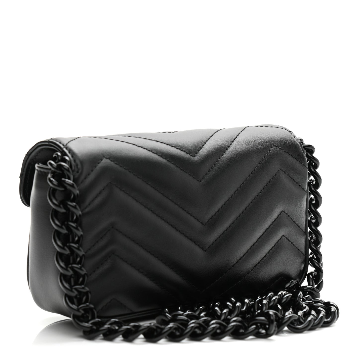 Calfskin Matelasse Monochrome GG Marmont Chain Belt Bag Black
