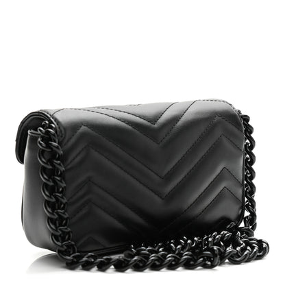 Gucci Calfskin Matelasse Monochrome GG Marmont Chain Belt Bag Black 3 of 11