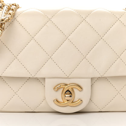 Chanel Calfskin Quilted Mini Crystal Pearls Rectangular Flap White 8 of 12