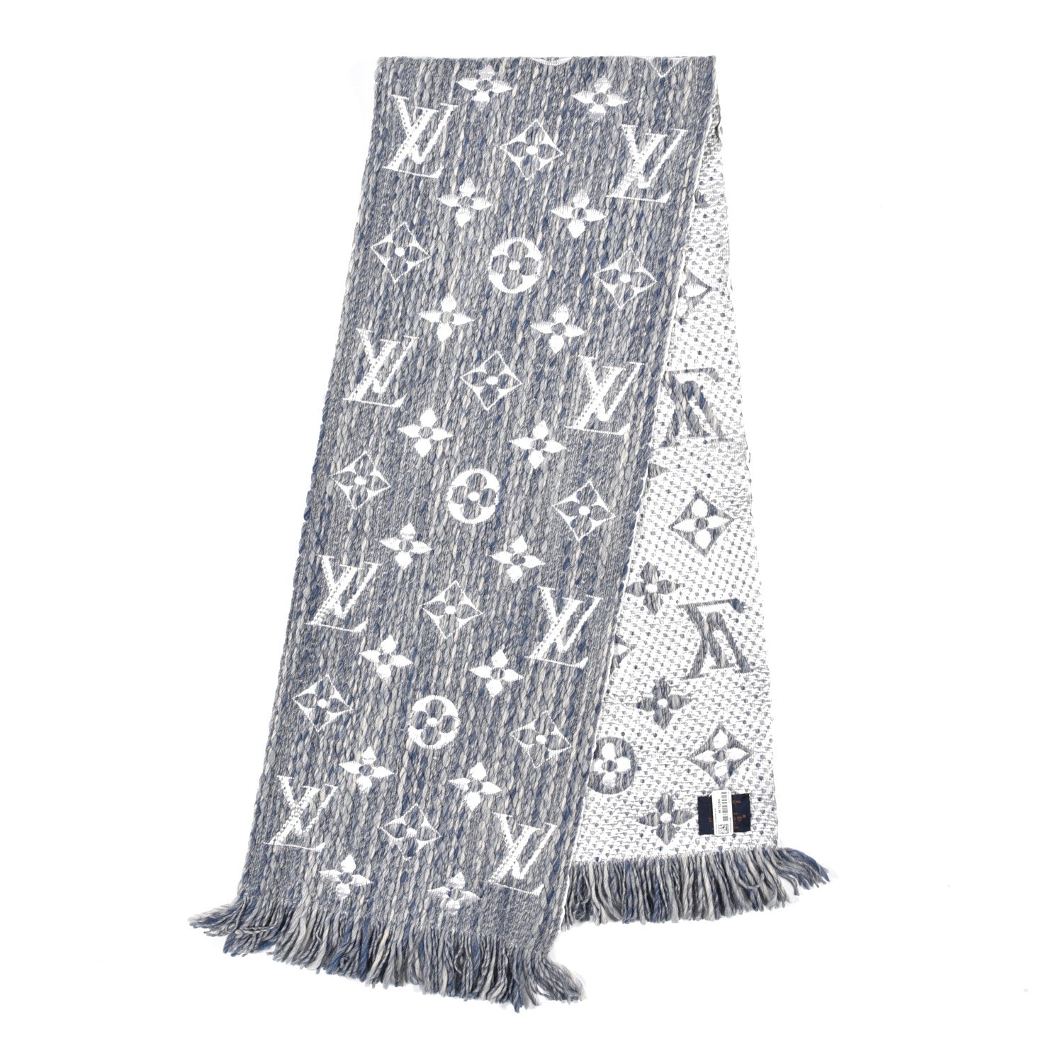 Louis Vuitton Wool Silk Logomania Scarf Denim Bleu 2 of 4