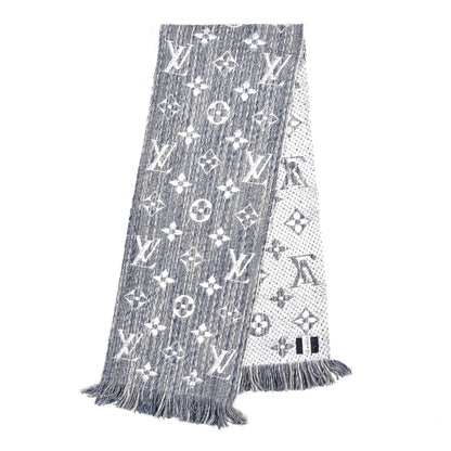 Louis Vuitton Wool Silk Logomania Scarf Denim Bleu 2 of 4
