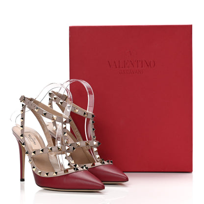 Valentino Garavani Nappa Rockstud Ankle Strap 100mm Pumps 38 Rubino Poudre 12 of 12