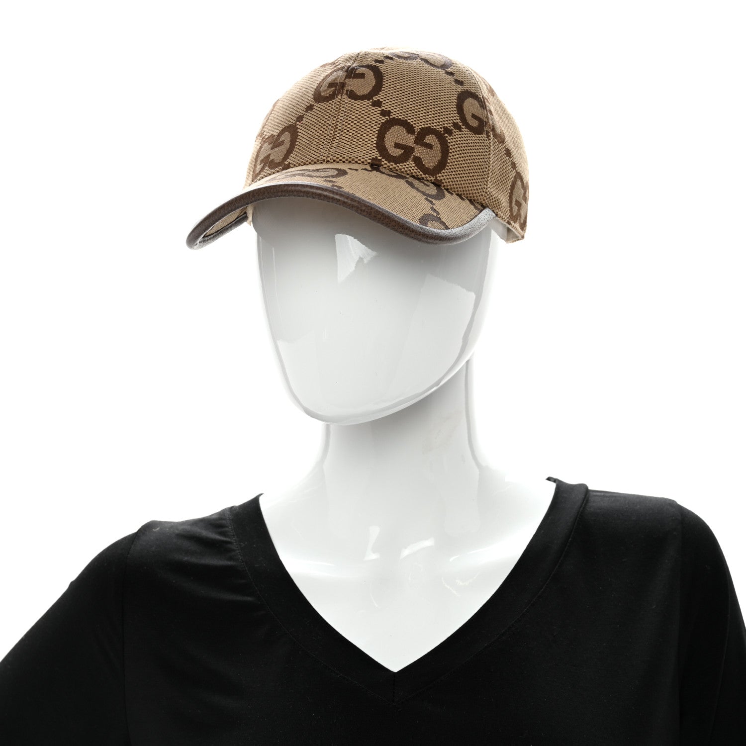 Gucci Monogram Jumbo GG Baseball Hat S 56 Camel Ebony 2 of 13
