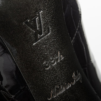 Louis Vuitton Patent Calfskin Crocodile Embossed Delft Cornelia Ankle Boots 38.5 Black 6 of 6