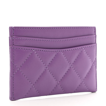Chanel Lambskin Quilted Card Holder Purple 3 of 9
