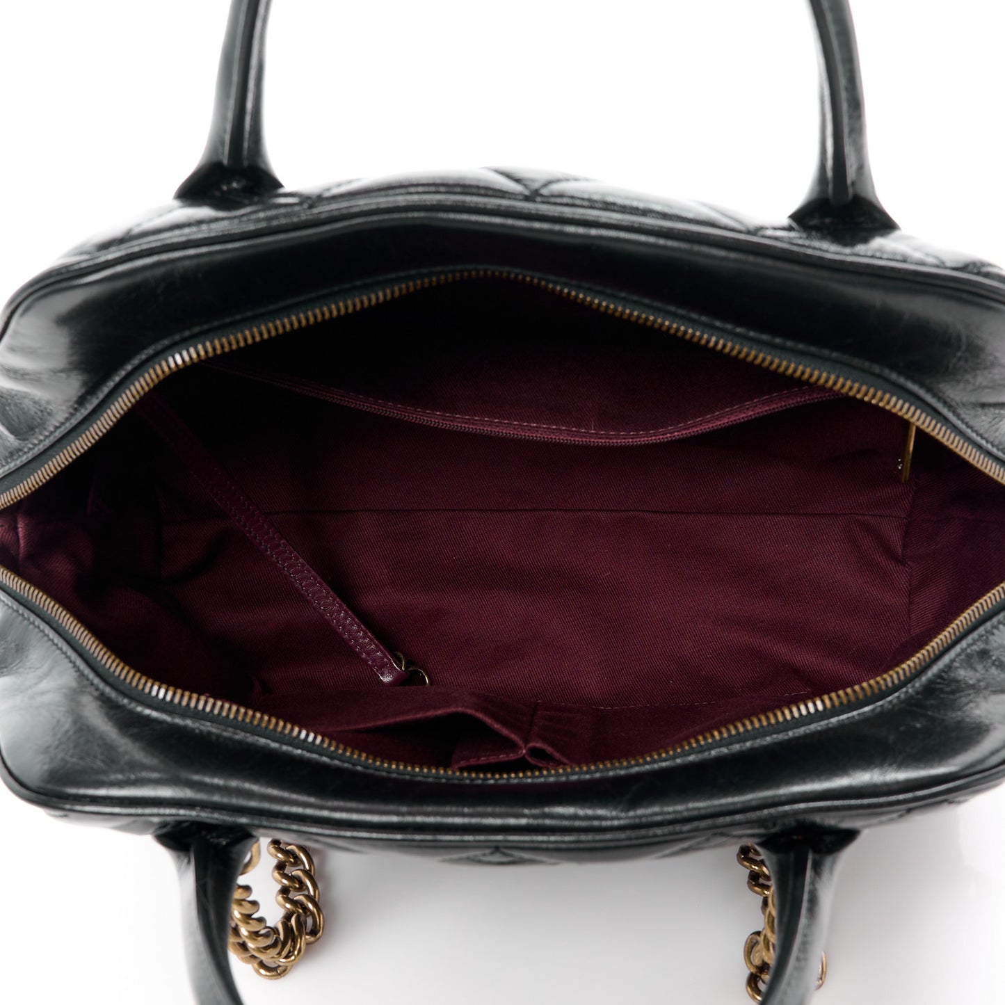 Glazed Calfskin Castle Rock Bowling Bag Black