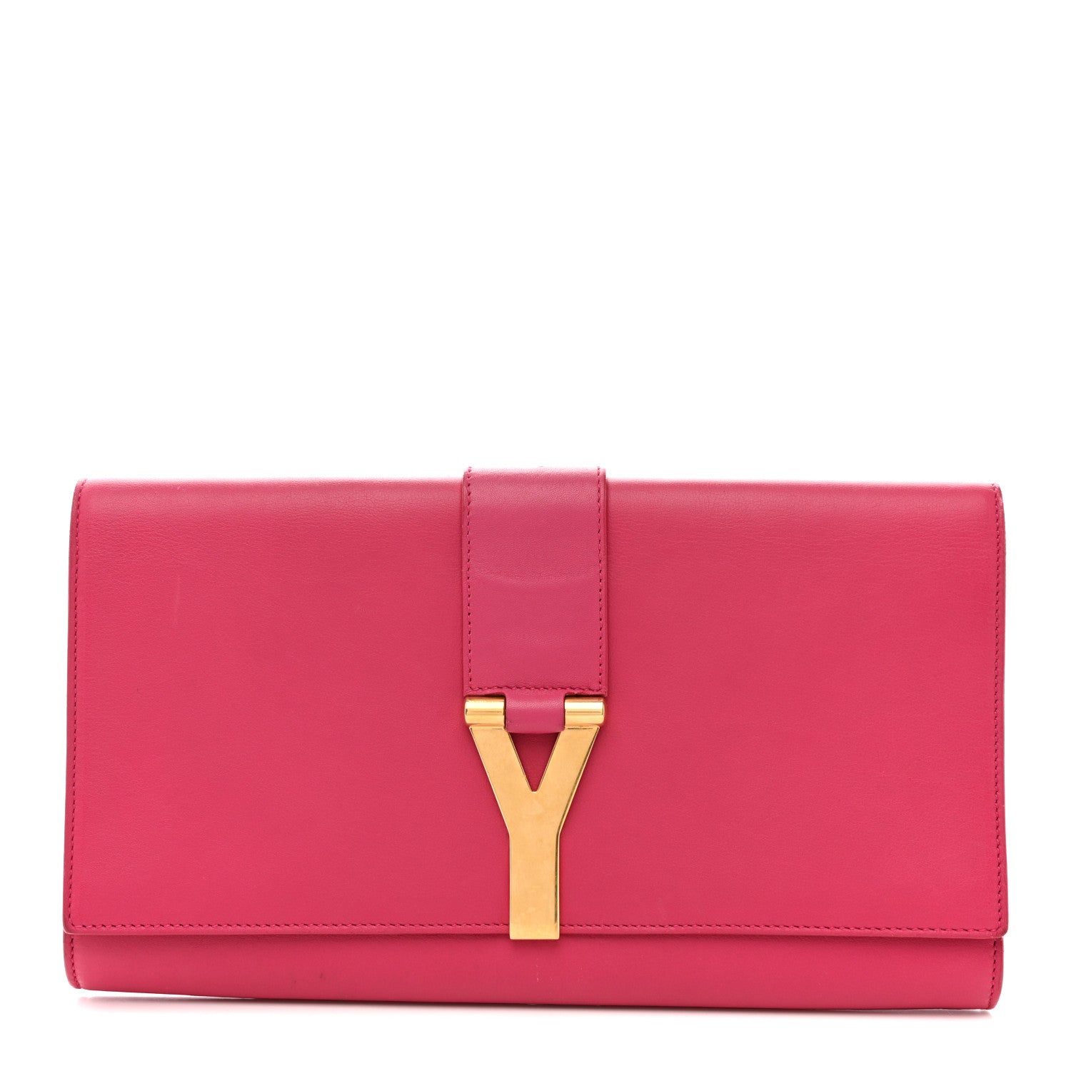 Saint Laurent Calfskin Classic Y Ligne Clutch Fuchsia 1 of 12