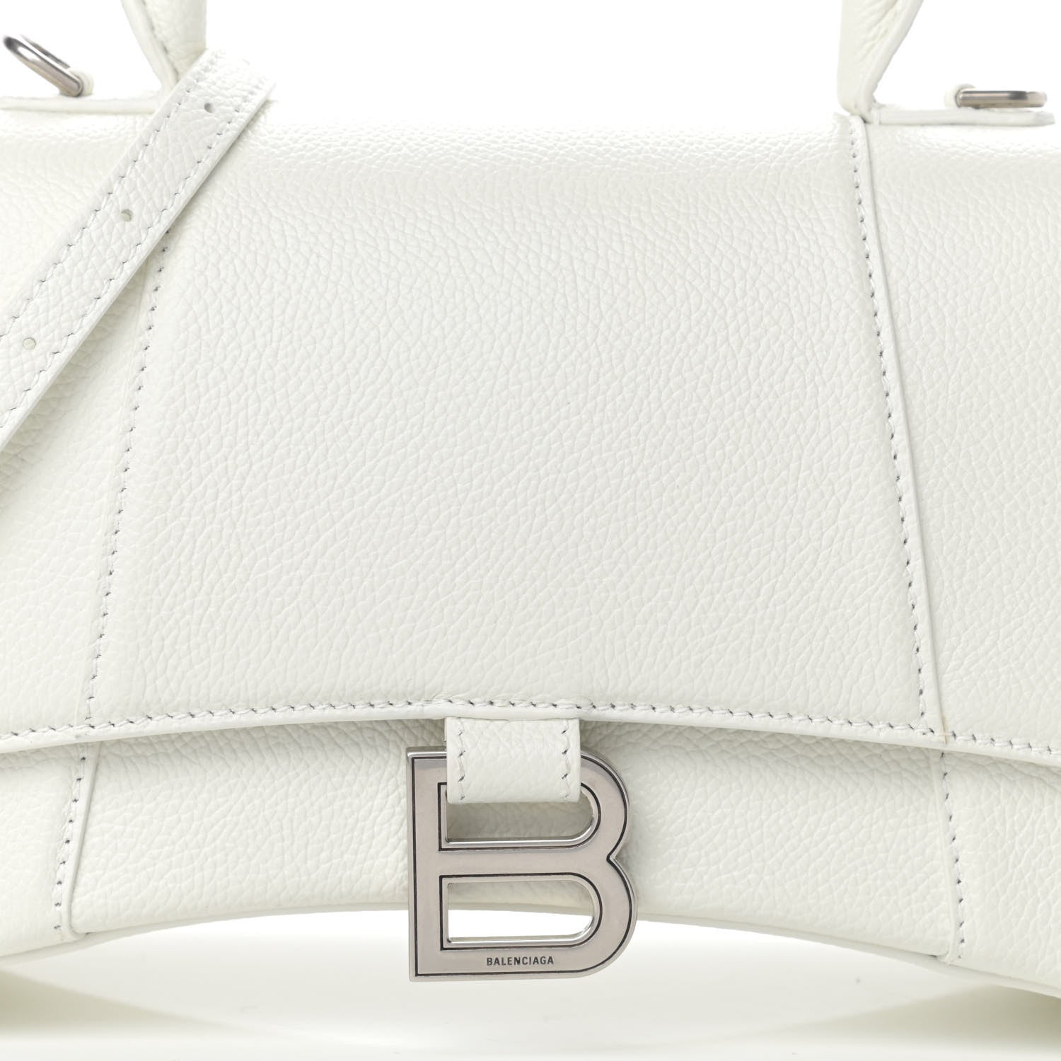 Balenciaga Grained Calfskin Small Hourglass Top Handle Bag White 9 of 15