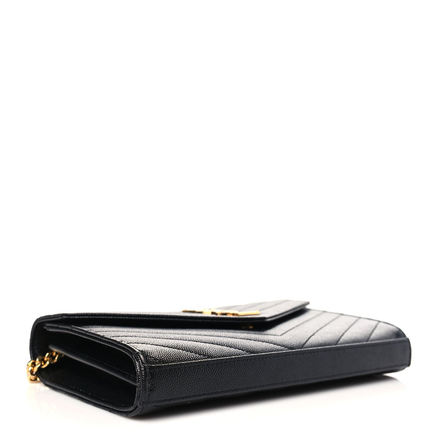Grain De Poudre Matelasse Chevron Monogram Chain Wallet Black