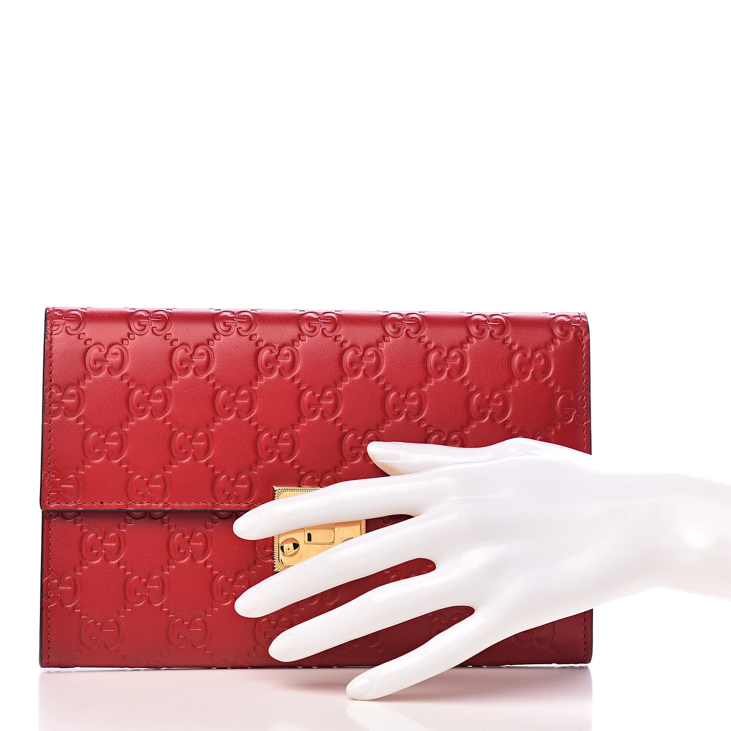 Gucci Guccissima Padlock Clutch Hibiscus Red 2 of 10