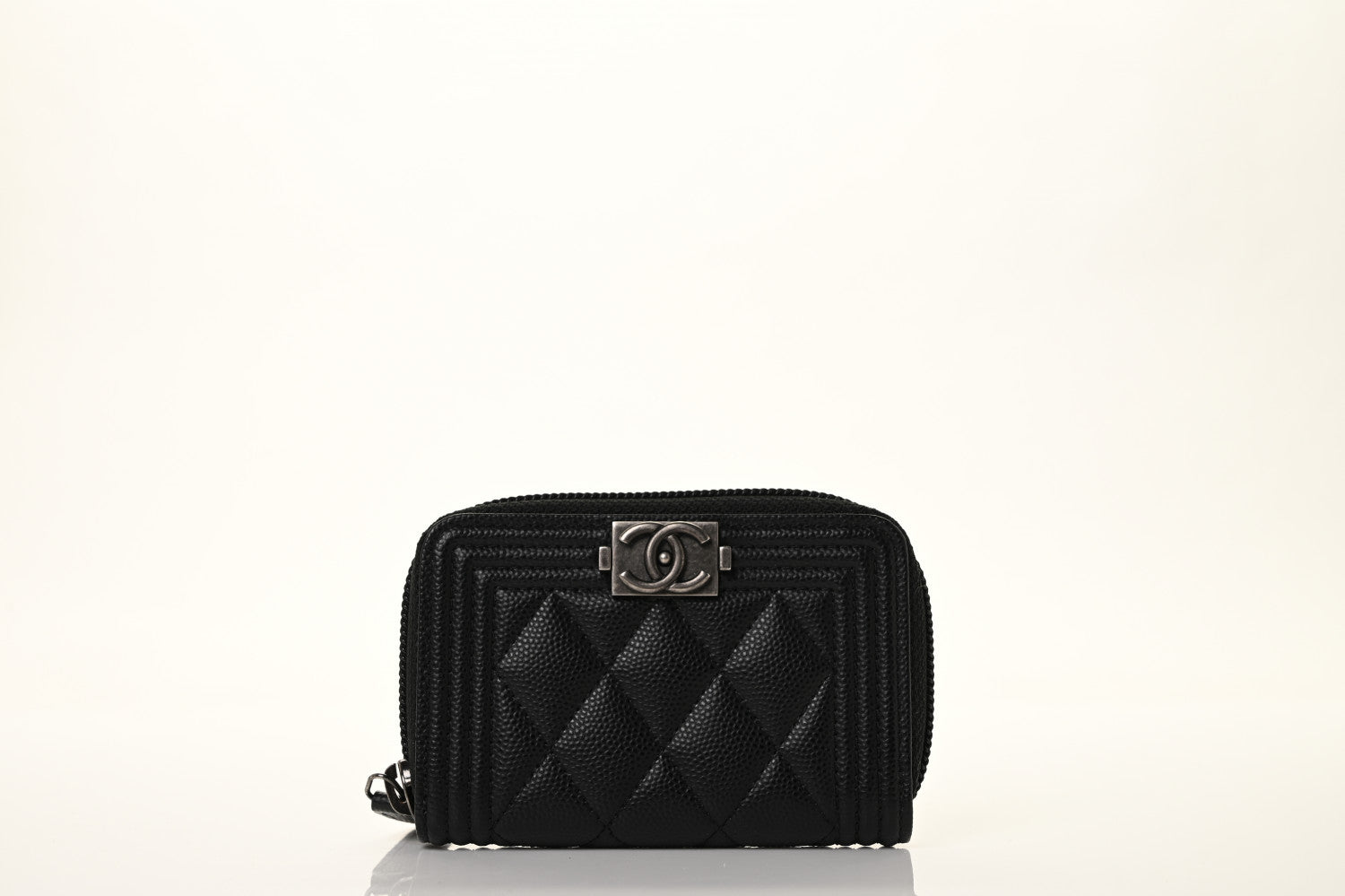 Chanel Caviar Quilted Boy Zip Around Coin Purse Wallet Black 2 of 20
