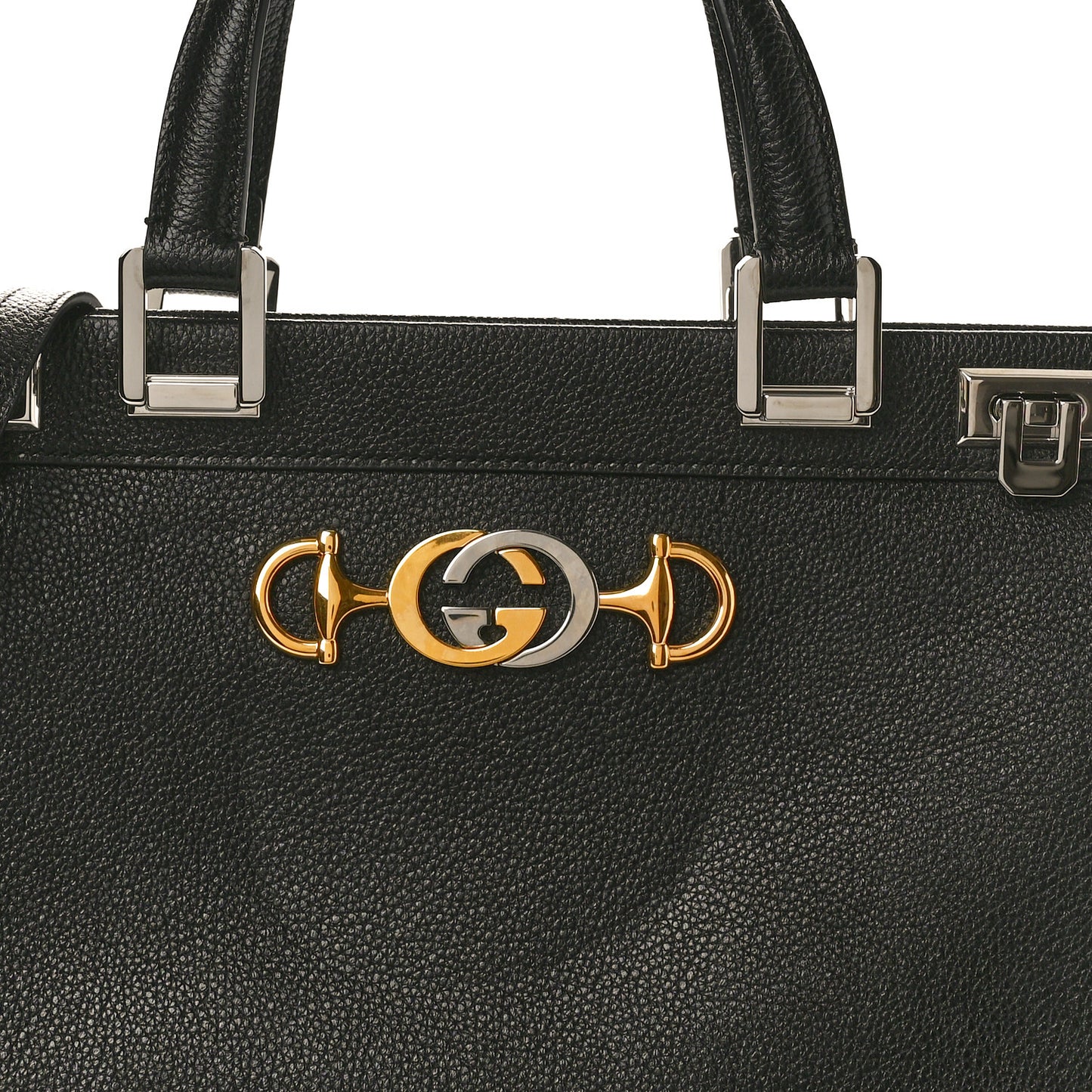 Grainy Calfskin Medium Zumi Top Handle Bag Black