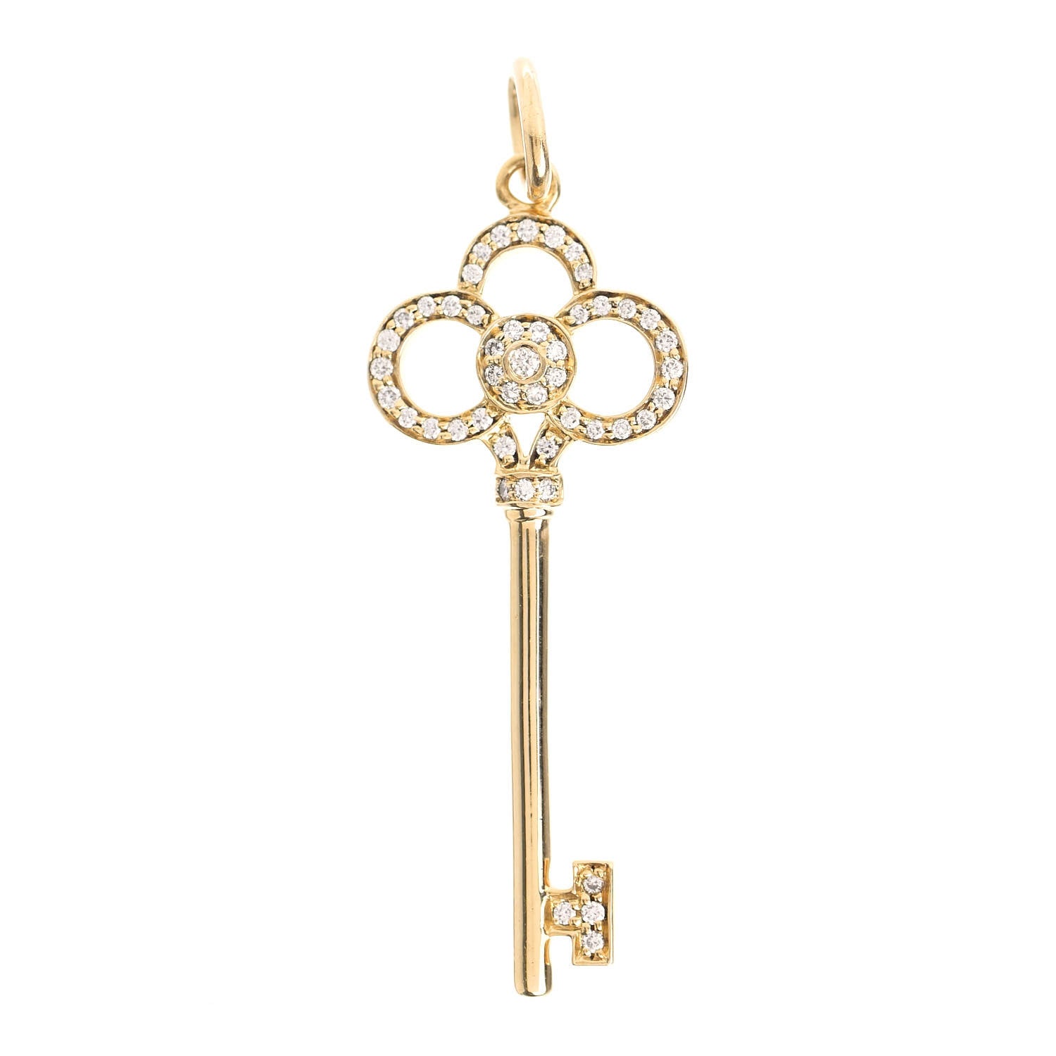 Tiffany 18K Yellow Gold Diamond Crown Key Pendant 1 of 5