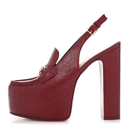 Gucci Guccissima Horsebit Platform 70/160mm Slingback Mules 40 Rosso Ancora Red 1 of 13