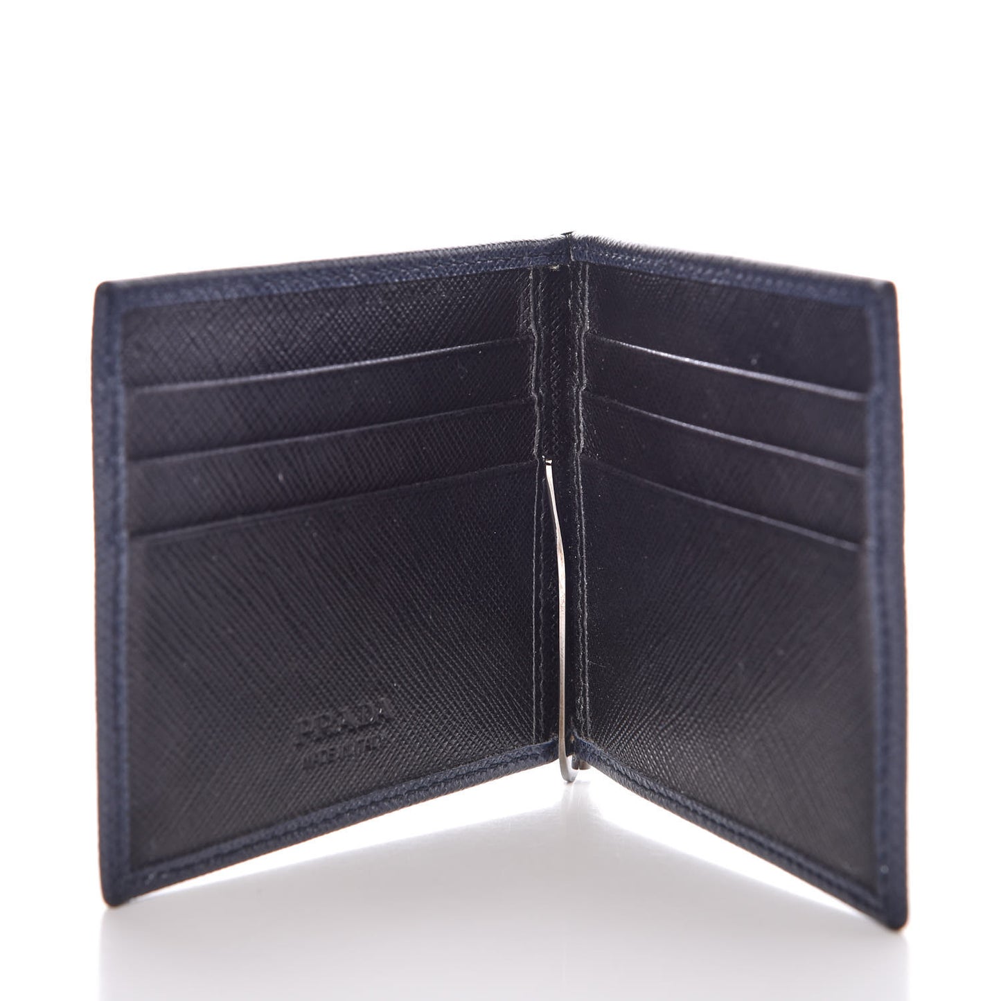 Saffiano Bi-Color Money Clip Bi-Fold Wallet Baltico Black