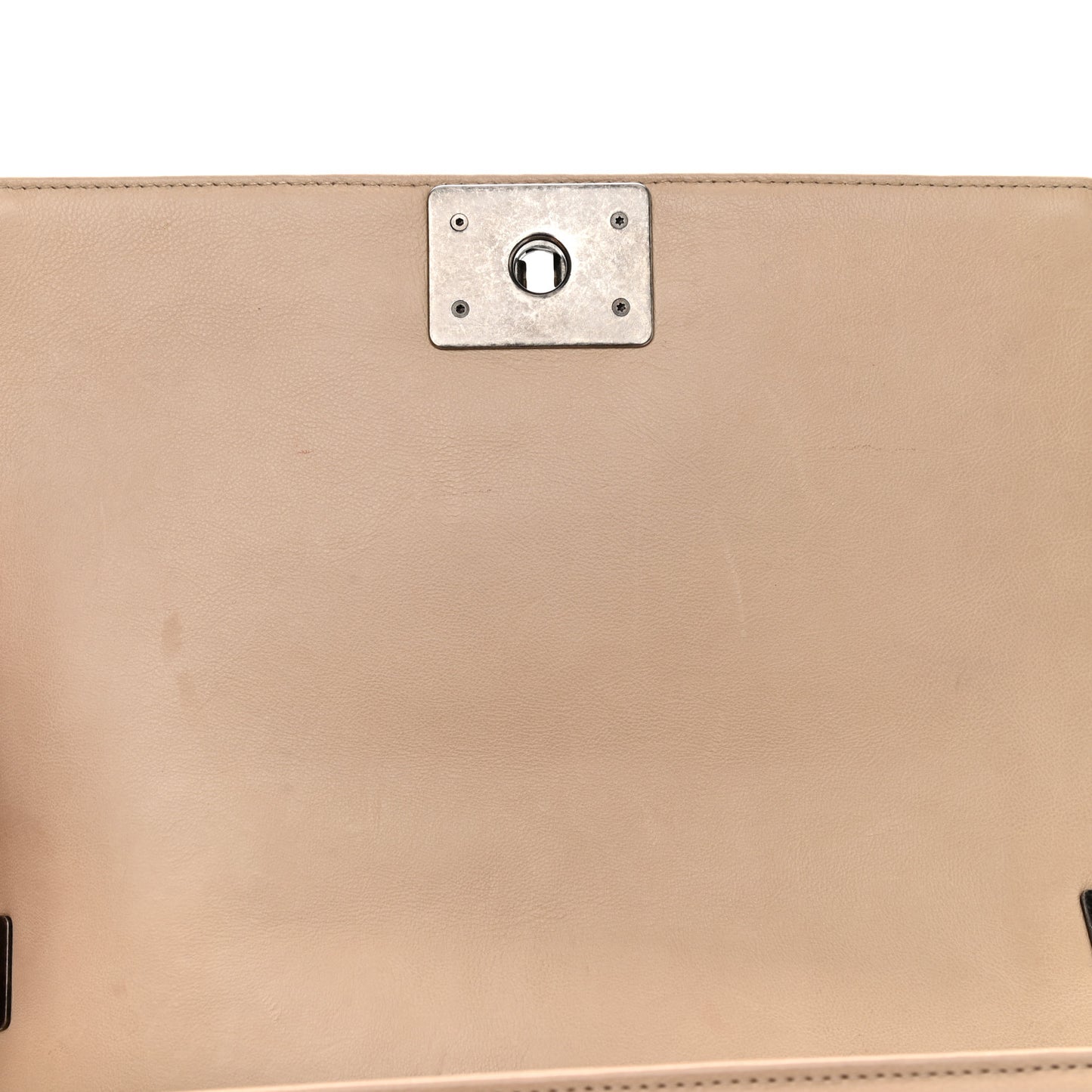 Calfskin Quilted Double Stitch Medium Boy Flap Beige