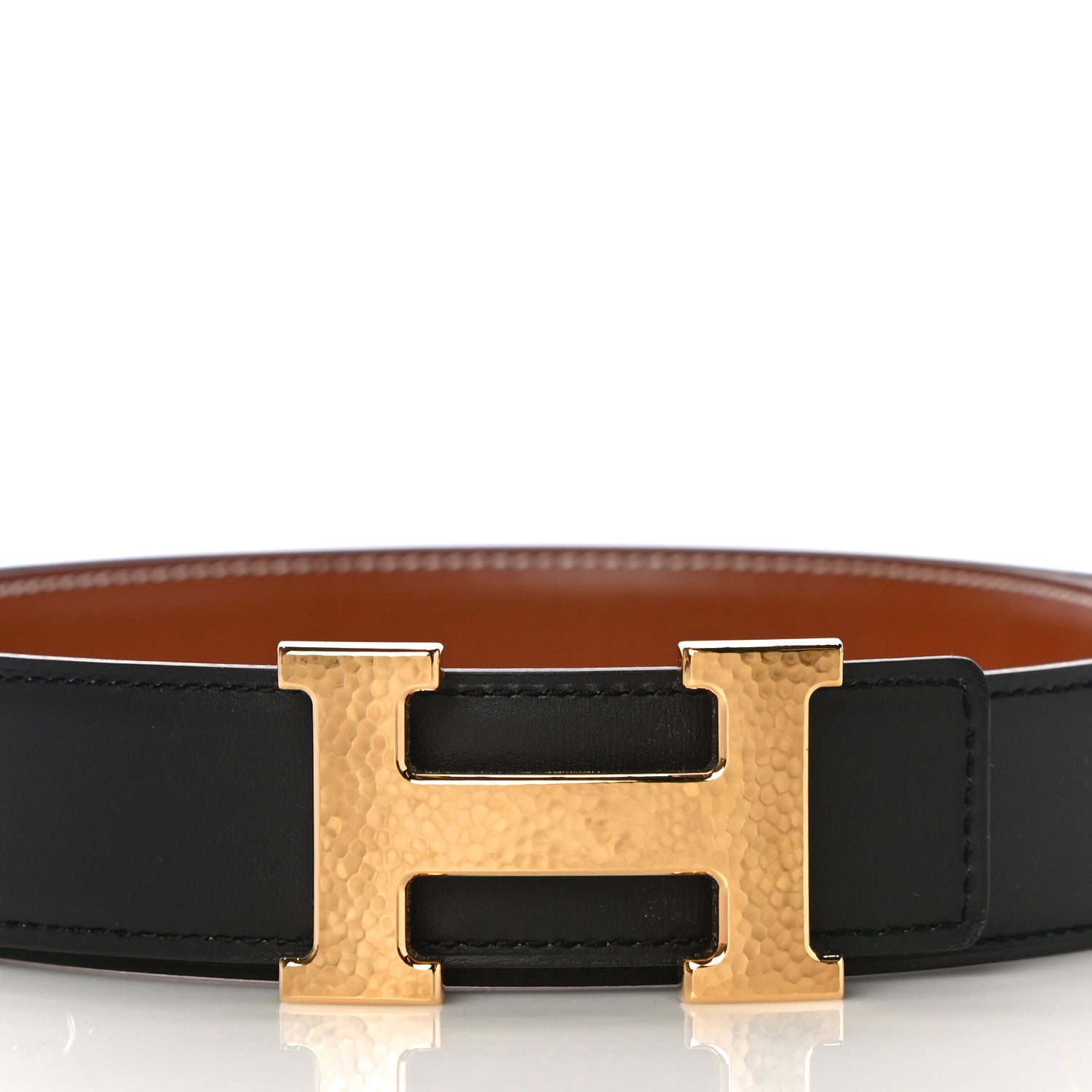 Hermes Box Chamonix 32mm Martelee H Belt 90 Black Gold 3 of 10