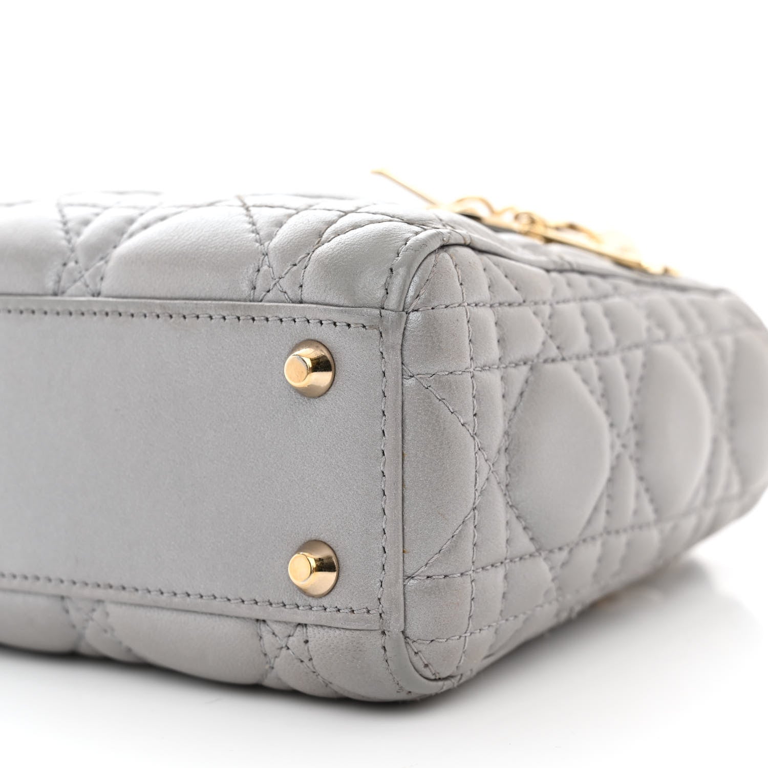 Christian Dior Metallic Lambskin Cannage Mini Lady Dior Grey 10 of 14