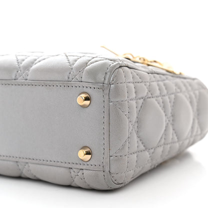 Christian Dior Metallic Lambskin Cannage Mini Lady Dior Grey 10 of 14