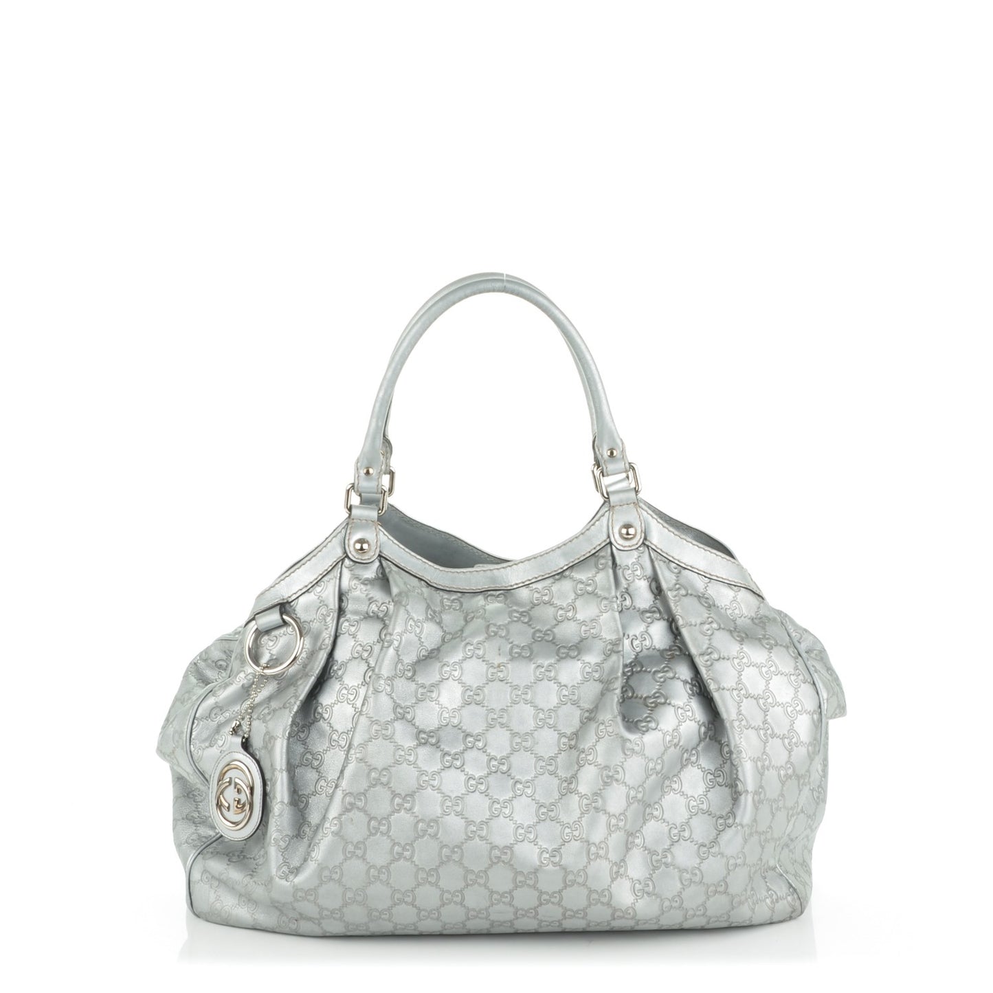 Guccissima Large Sukey Tote Silver