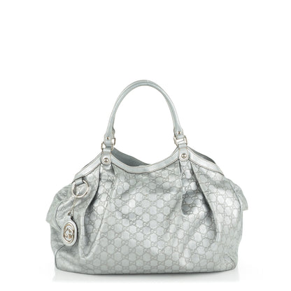 Gucci Guccissima Large Sukey Tote Silver 1 of 7