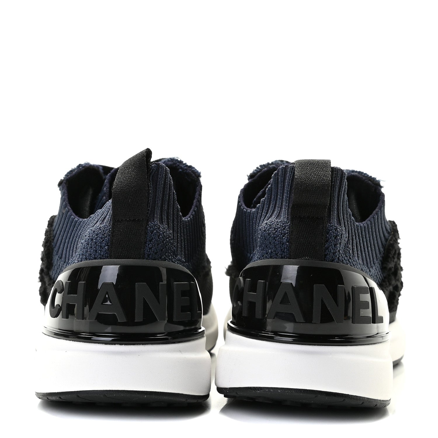 Chanel Fabric Logo Sneakers 37 Navy Black 5 of 9