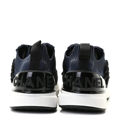 Chanel Fabric Logo Sneakers 37 Navy Black 5 of 9