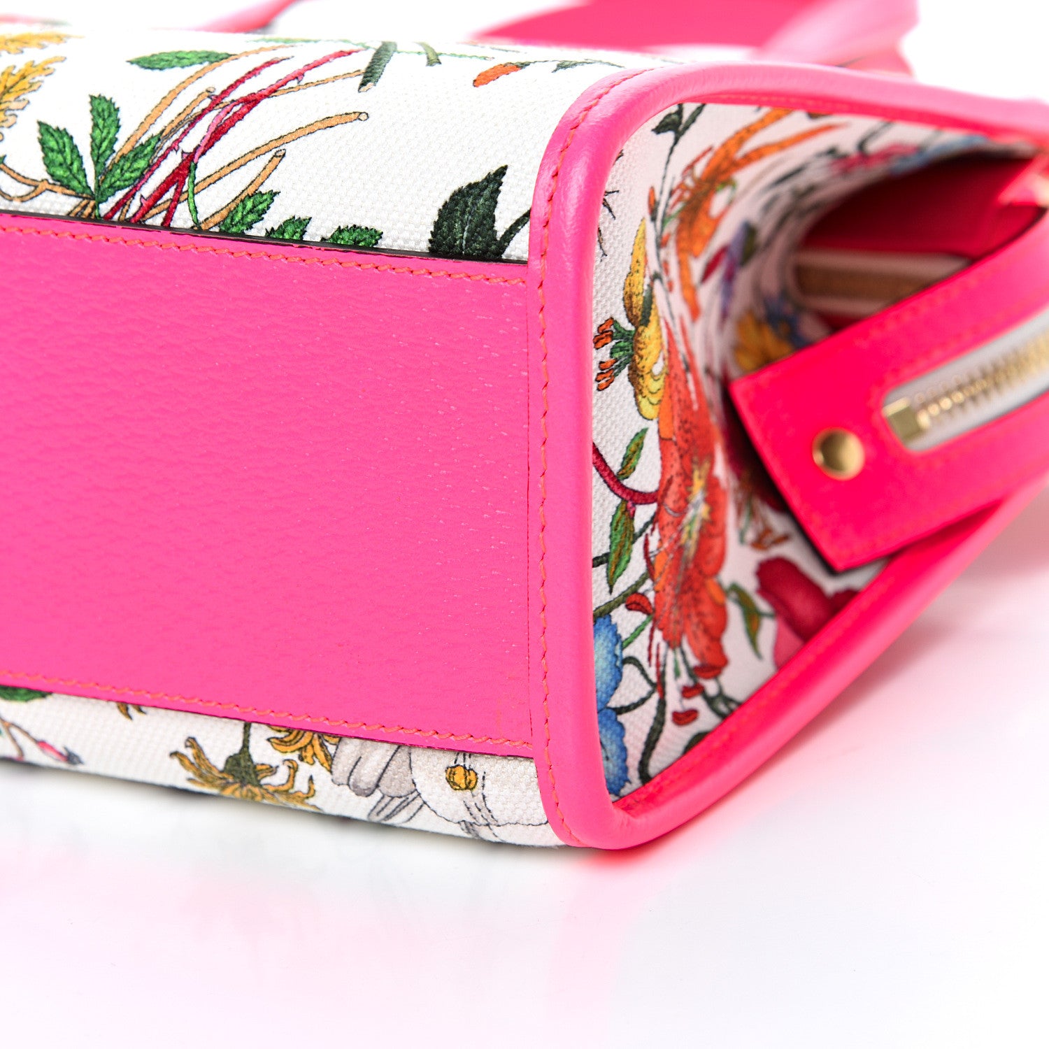 Gucci Canvas Medium Flora Tote Fuchsia 9 of 9