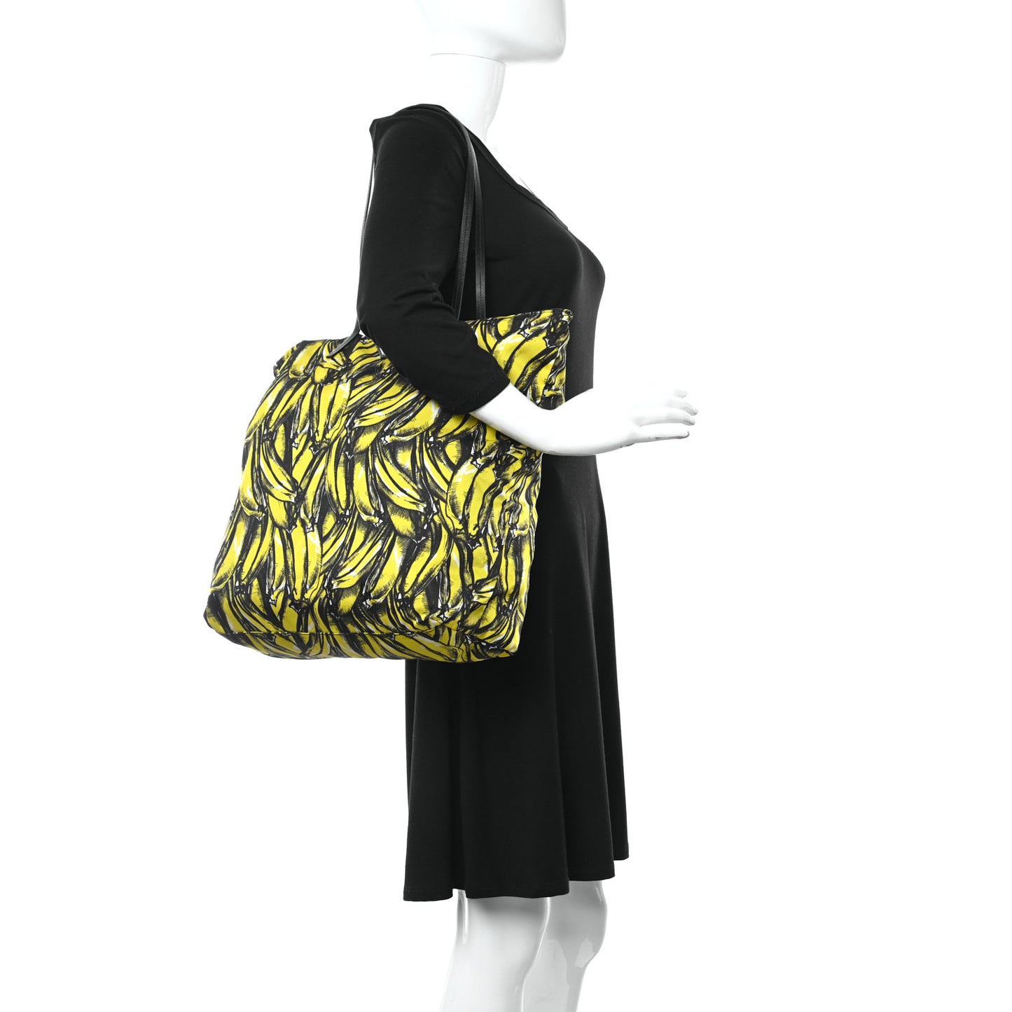 Tessuto Nylon Twin Shopper Tote Set of 2 Black Giallo