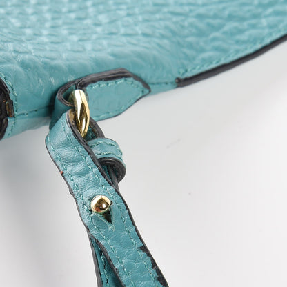 Burberry Signature Grain Calfskin Check Embossed Peyton Crossbody Clutch Bag Aqua Green 8 of 9