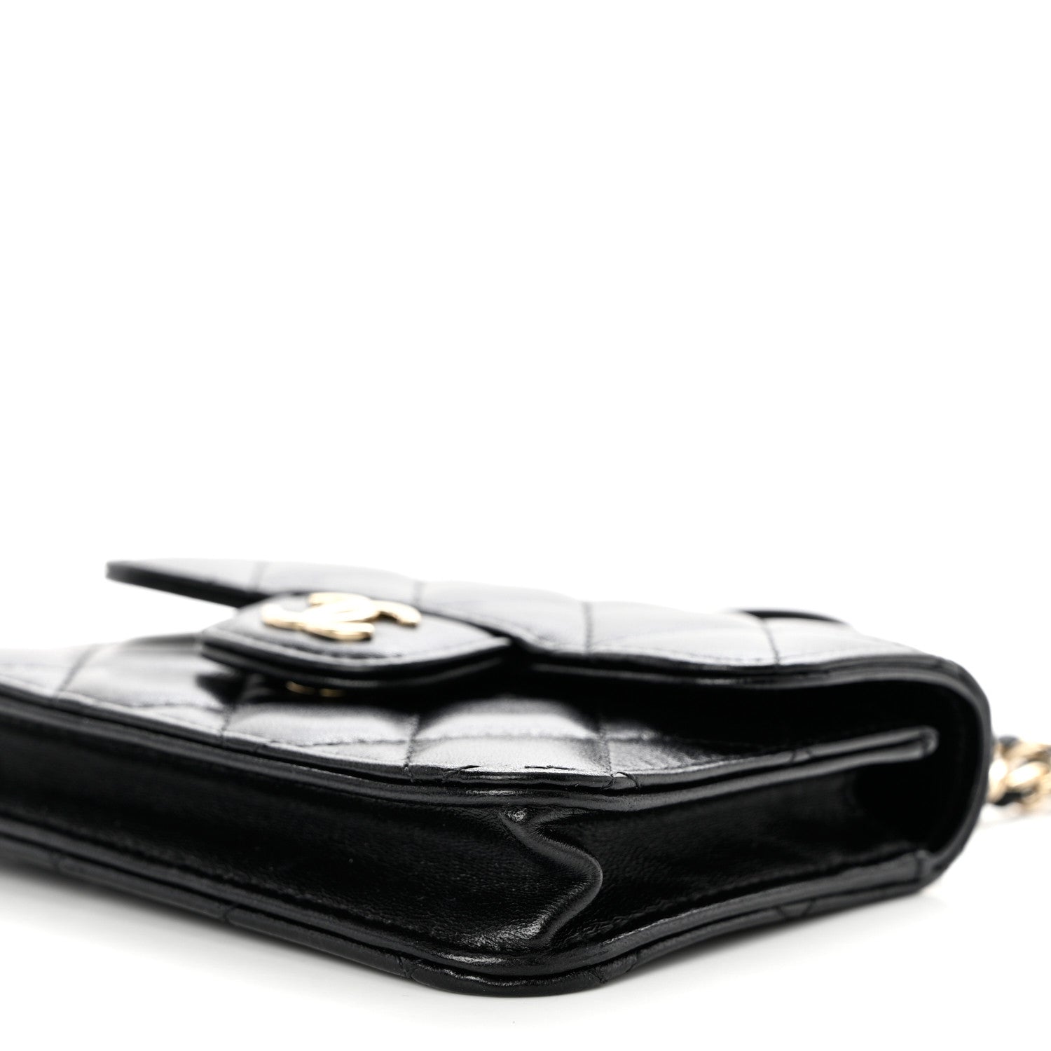 Chanel Lambskin Quilted Top Handle Flap Coin Purse With Chain Black 10 of 11