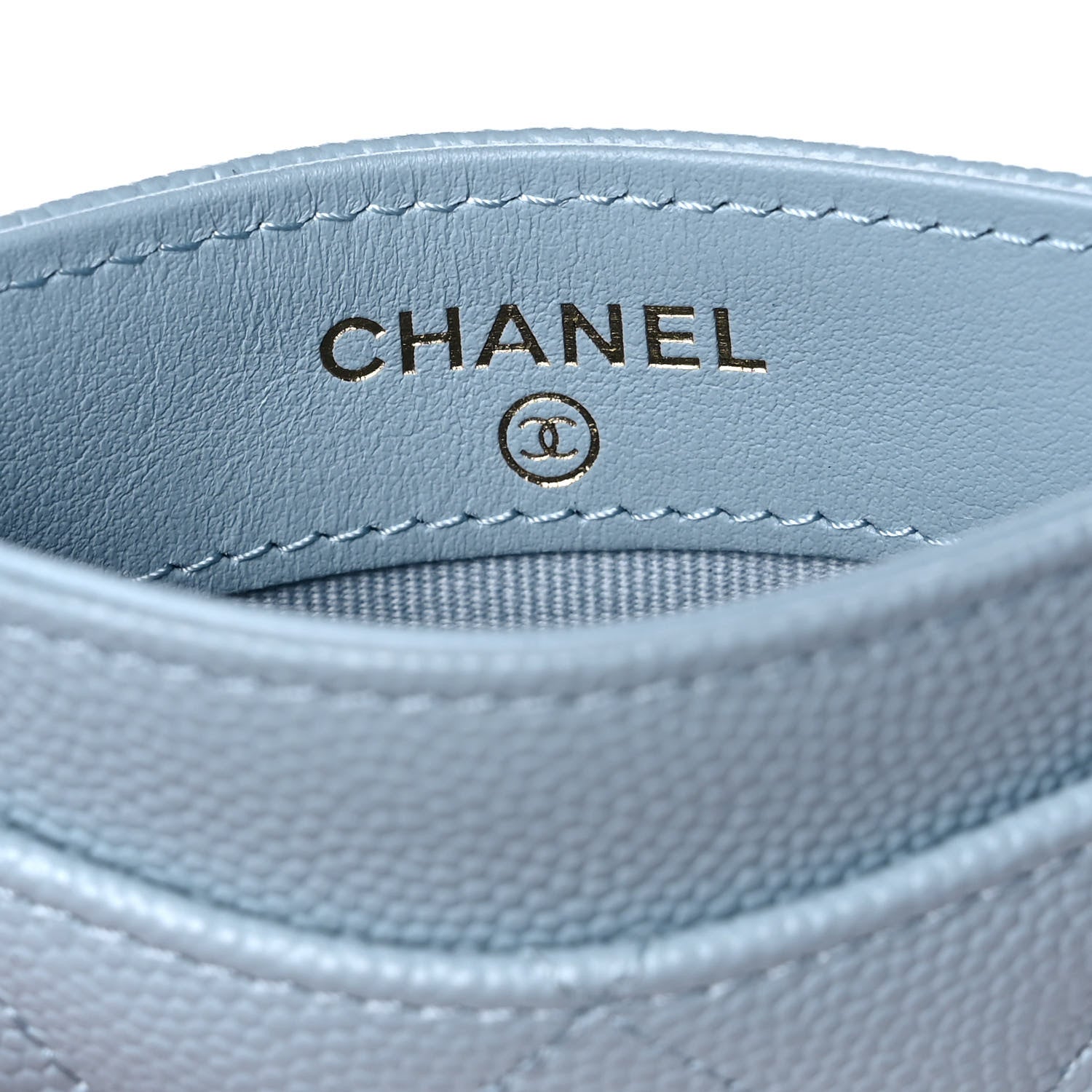Chanel Caviar Quilted Card Holder Light Blue 6 of 10