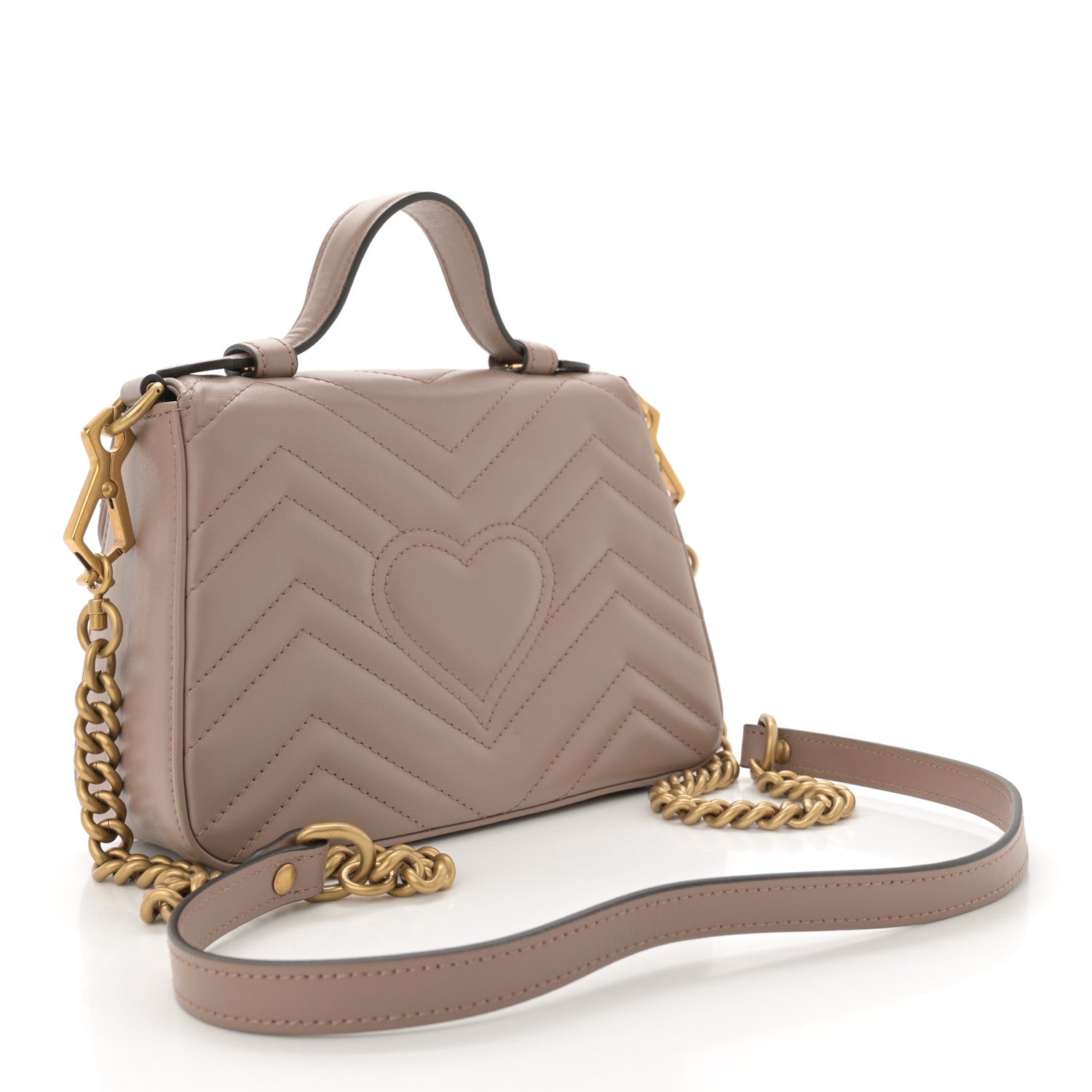 Gucci Calfskin Matelasse Mini GG Marmont Top Handle Shoulder Bag Porcelain Rose 3 of 12