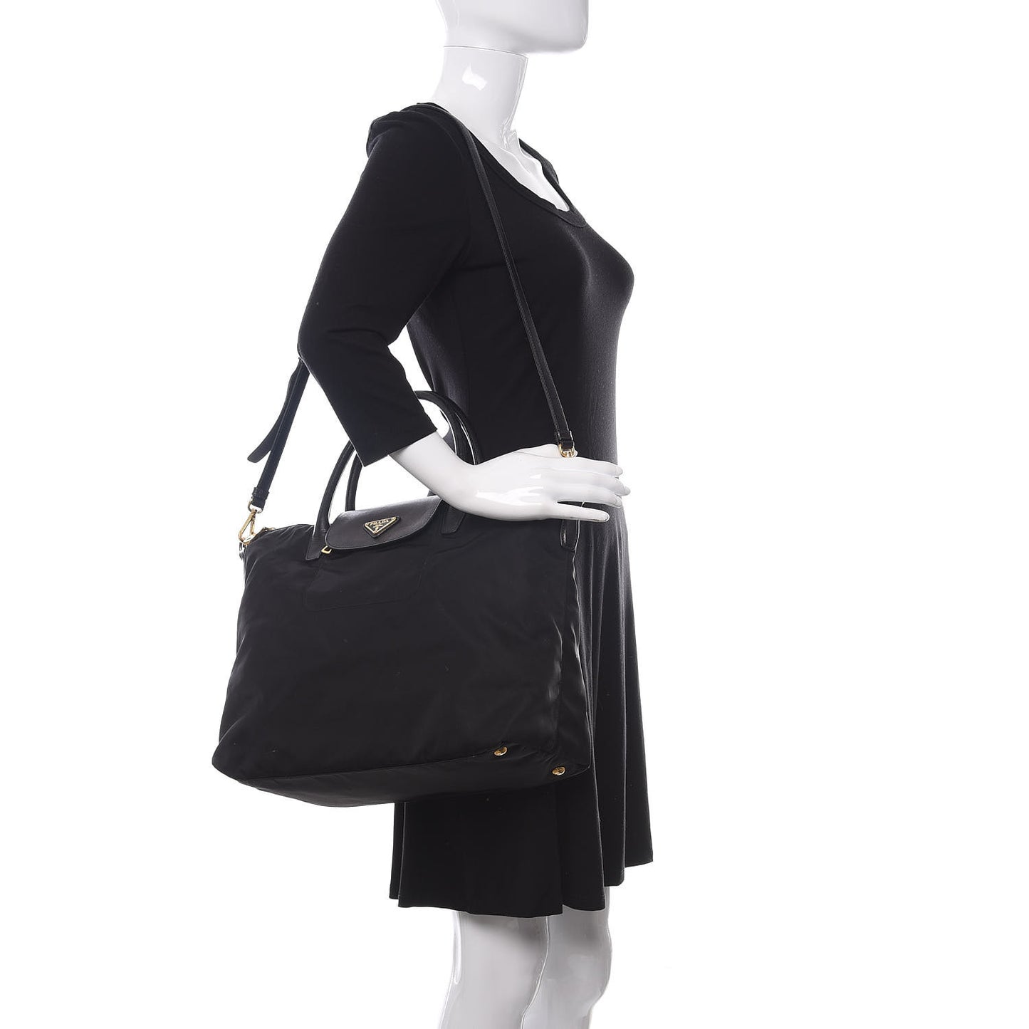 Saffiano Tessuto Nylon Tote Black