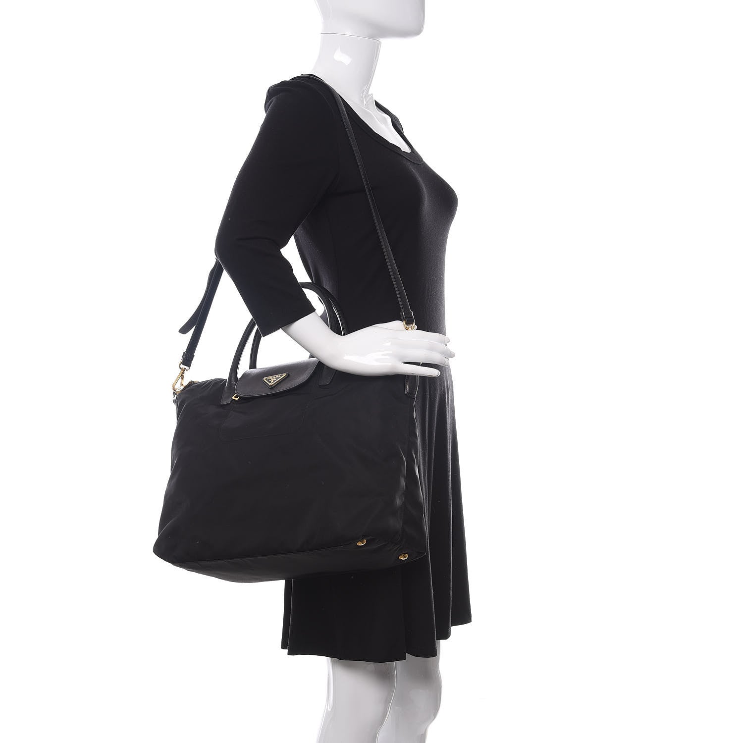 Prada Saffiano Tessuto Nylon Tote Black 2 of 11