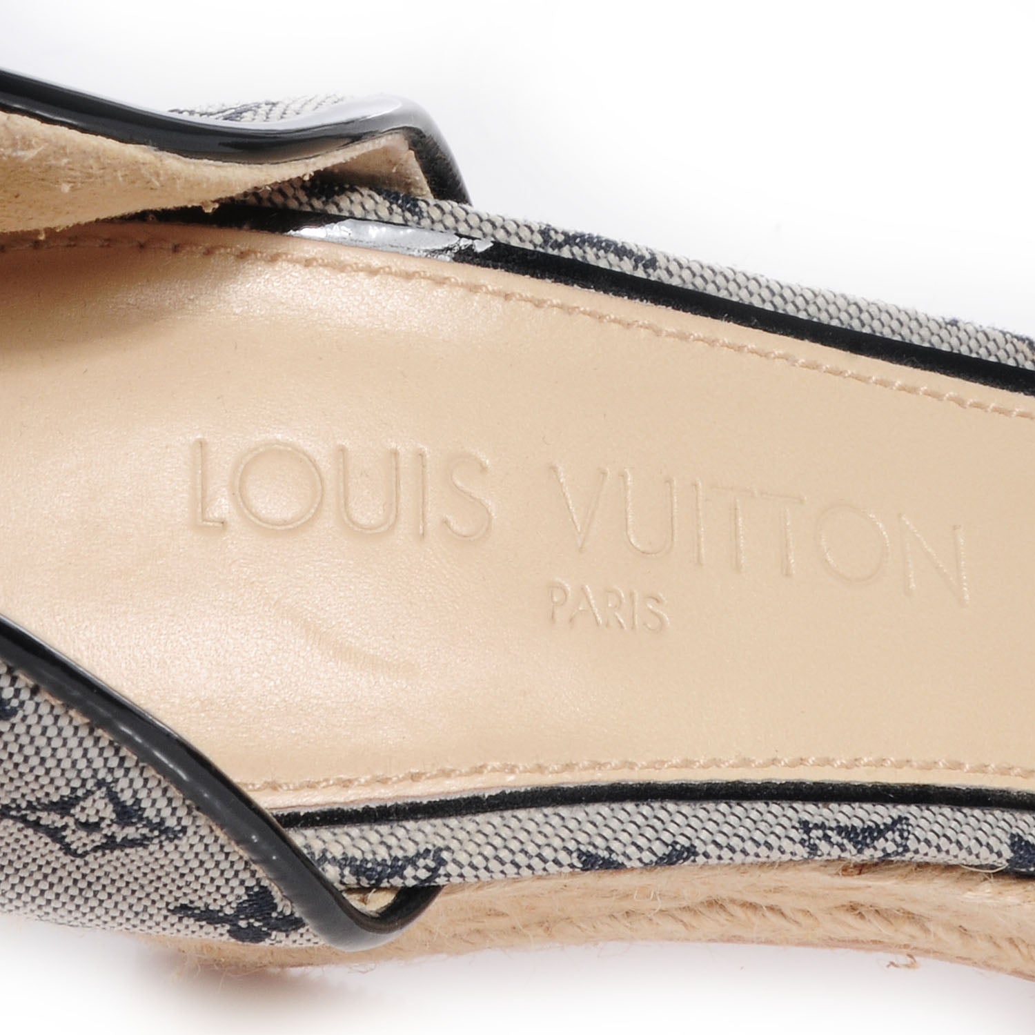 Louis Vuitton Mini Monogram Espadrille Wedge Heels 37.5 Blue 7 of 8