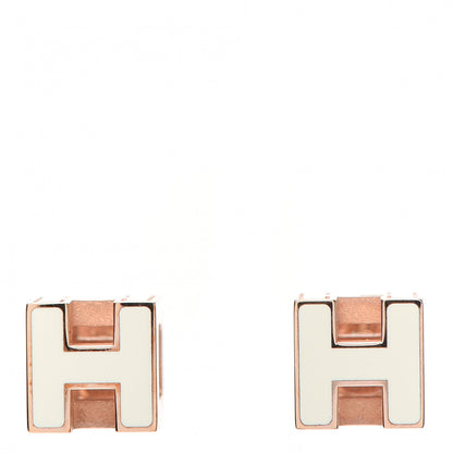 Hermes Rose Gold Plated Cage d'H Earrings White 1 of 5