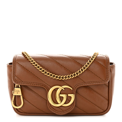 Gucci Azalea Calfskin Matelasse Diagonal Super Mini GG Marmont Shoulder Bag Cuir 1 of 10