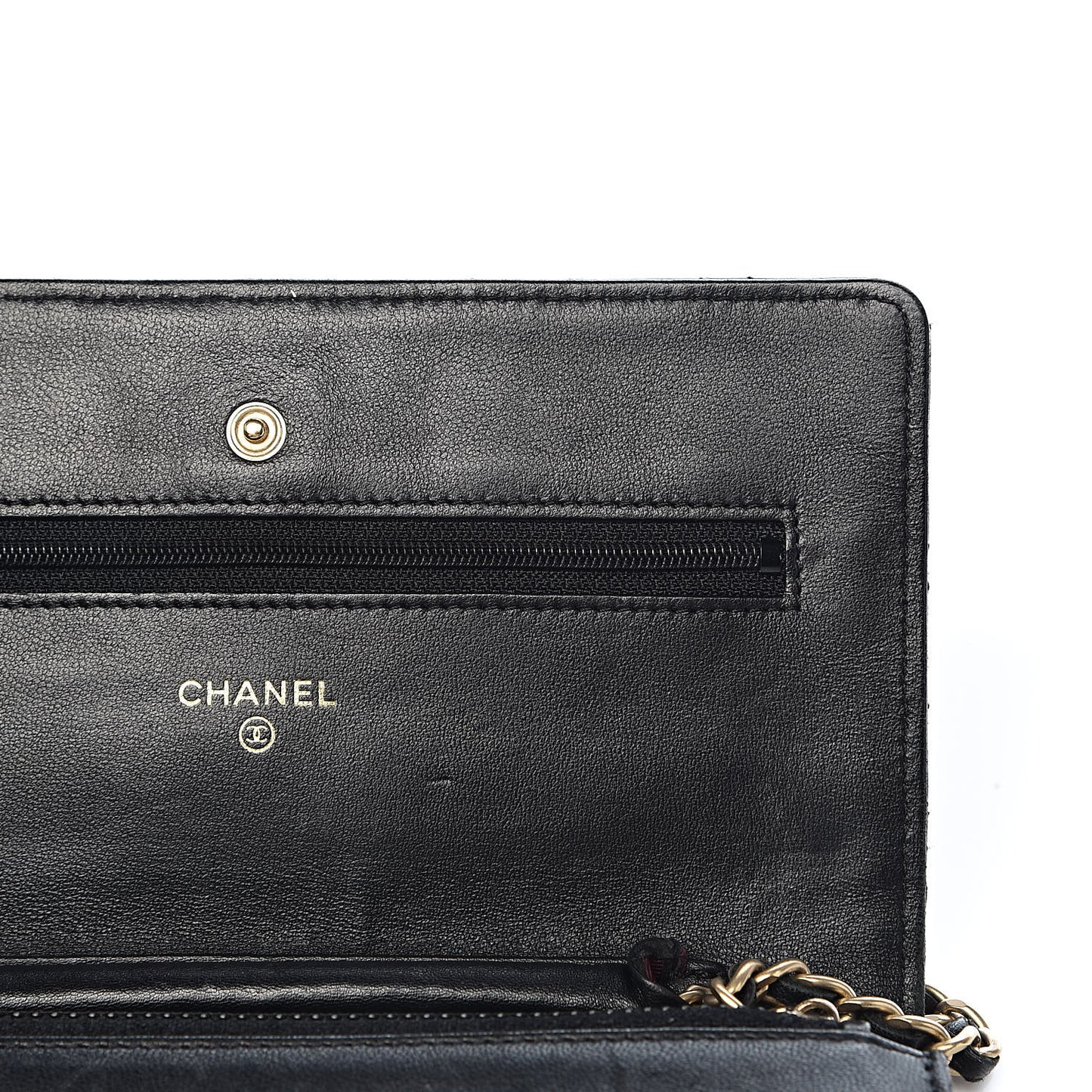 Lambskin Quilted Wallet On Chain WOC Black