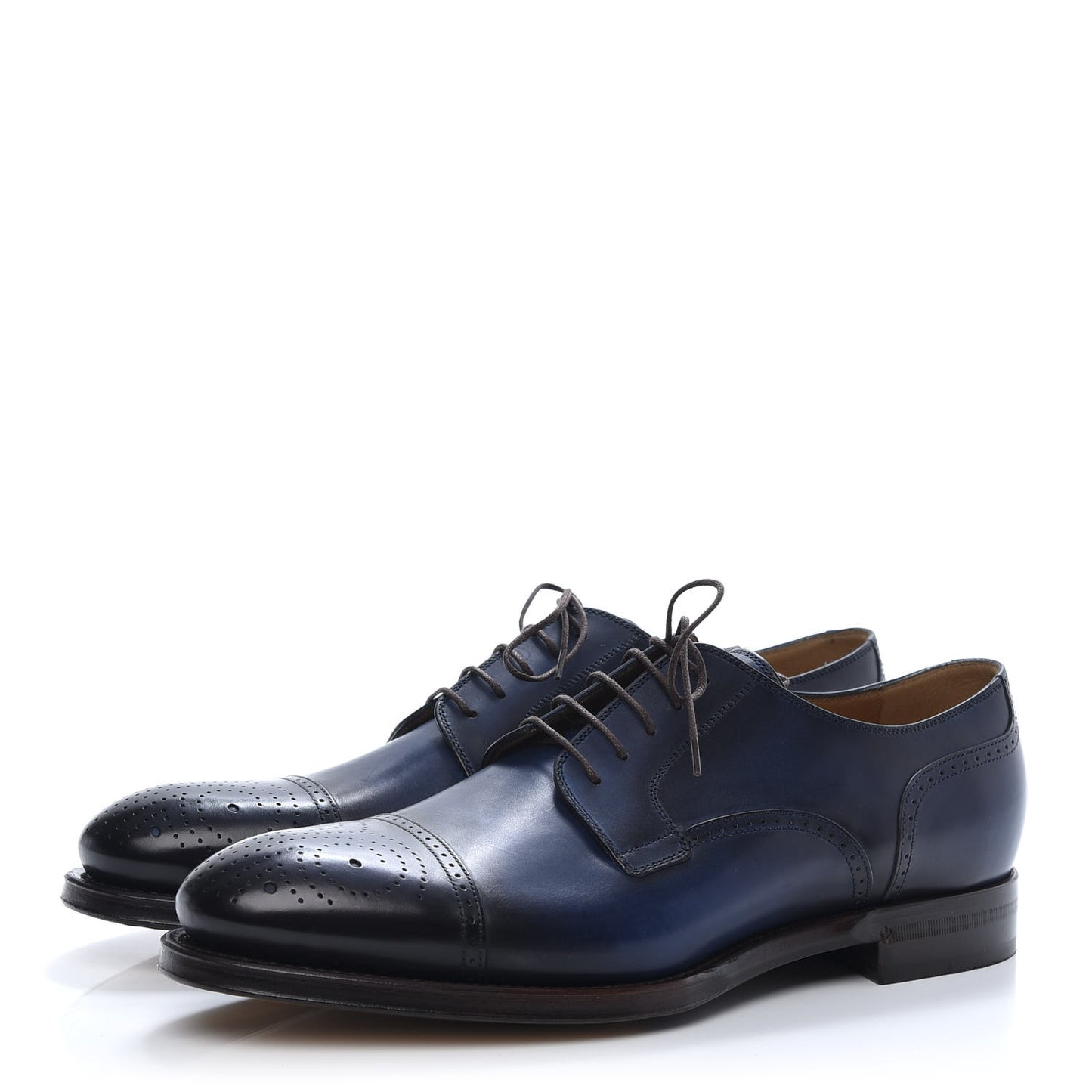 Calfskin Mens Boss Whipstitch Oxfords 9 Blue