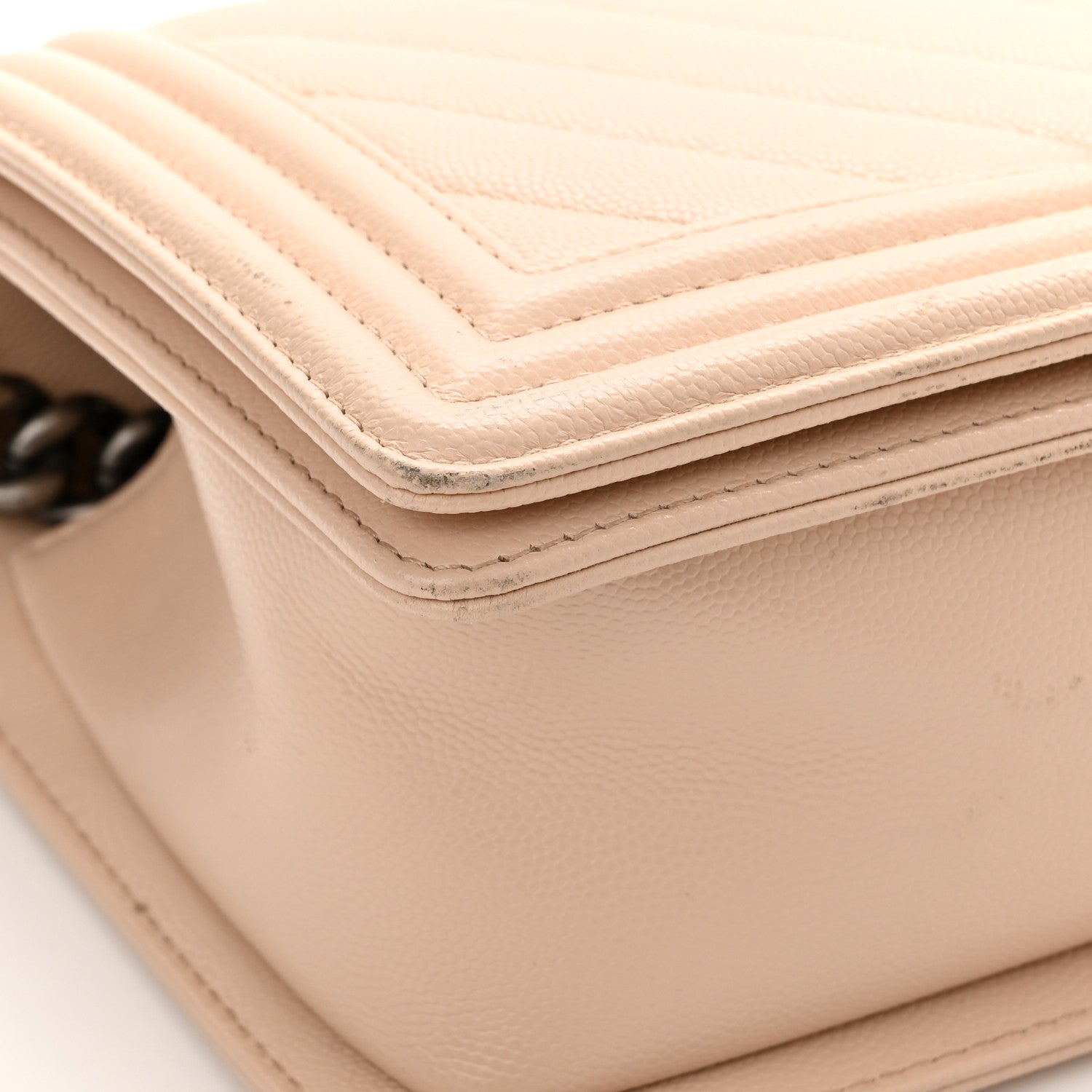 Chanel Caviar Chevron Quilted Medium Boy Flap Light Beige 11 of 17