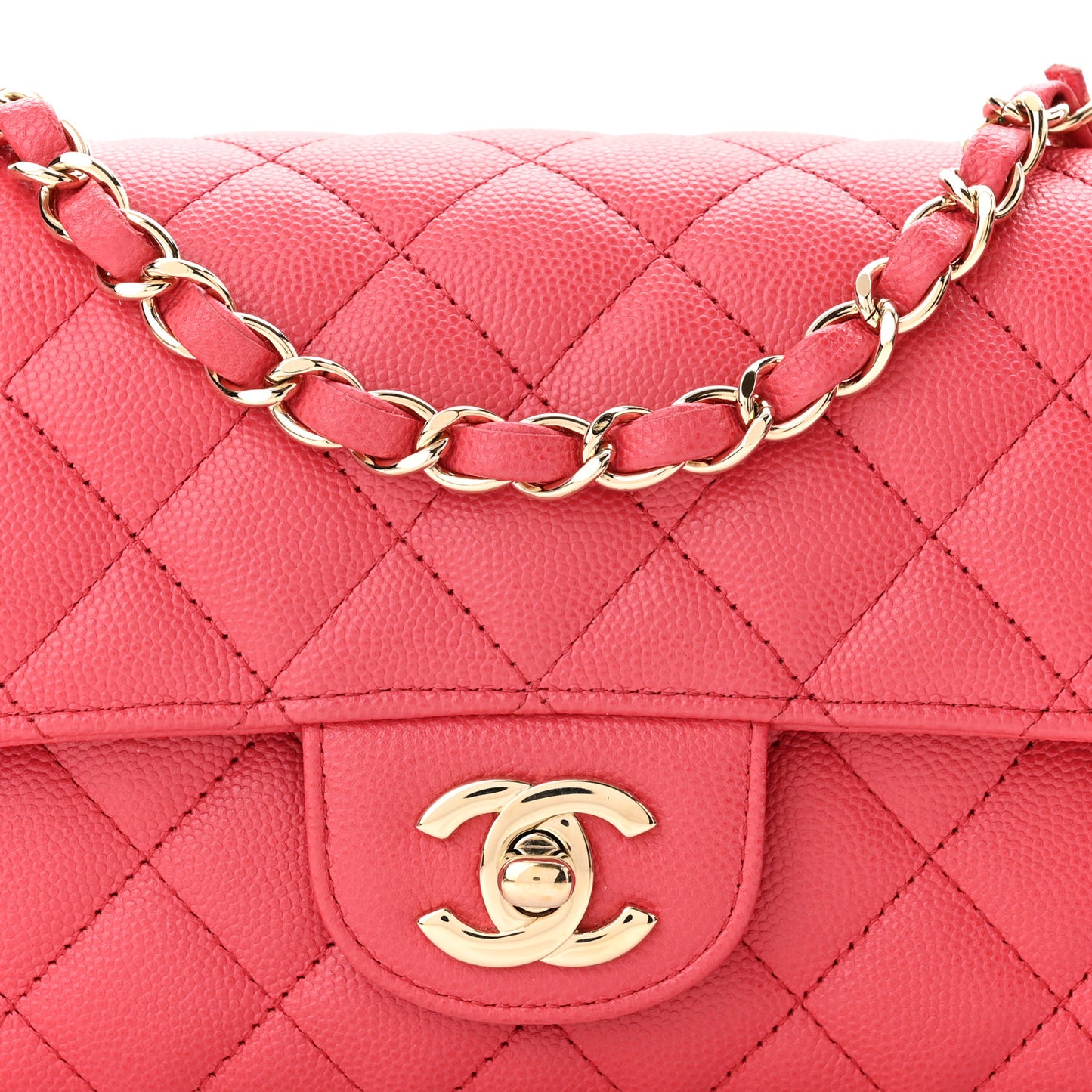 Caviar Quilted Mini Rectangular Flap Dark Pink