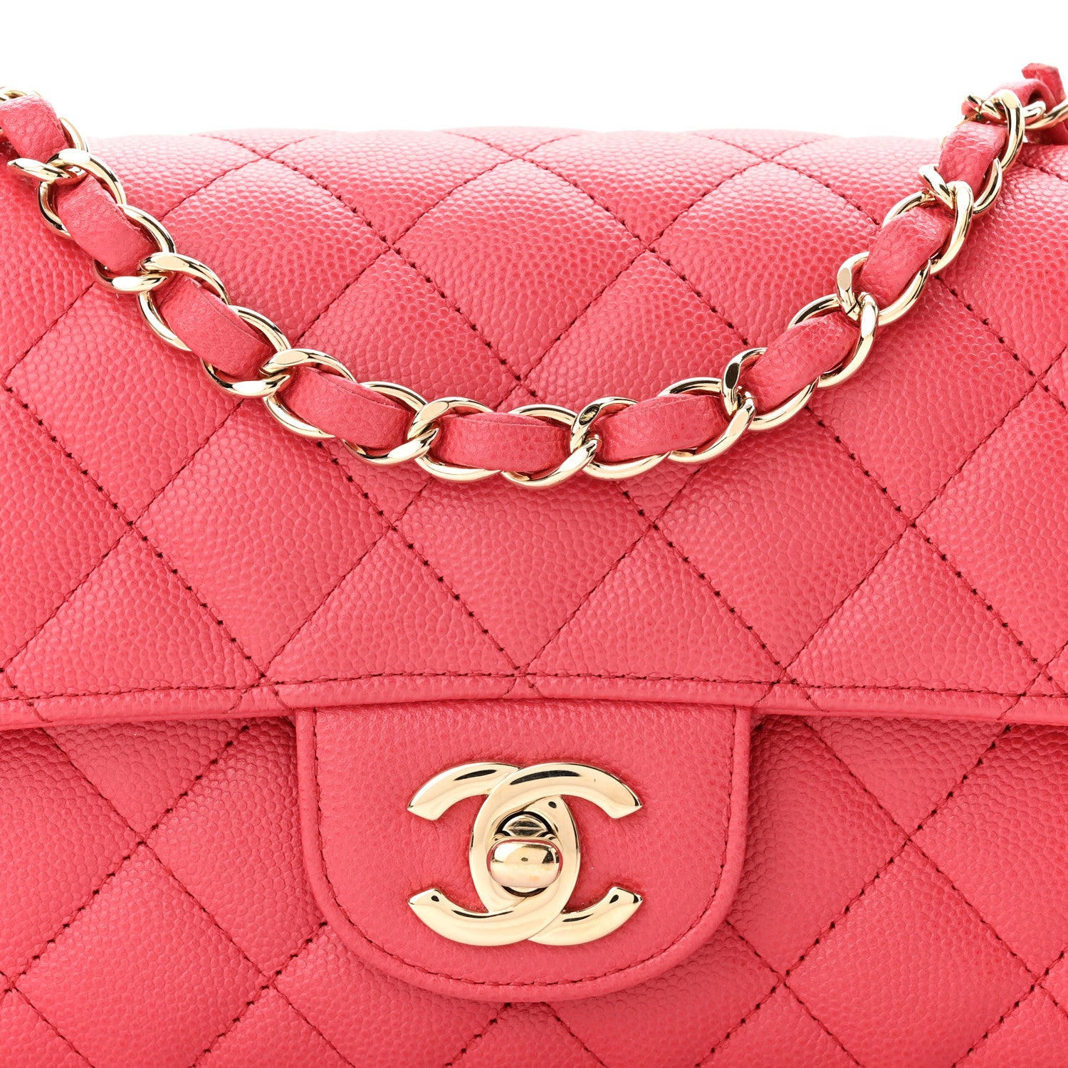 Chanel Caviar Quilted Mini Rectangular Flap Dark Pink 7 of 10