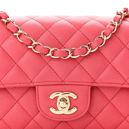 Chanel Caviar Quilted Mini Rectangular Flap Dark Pink 7 of 10