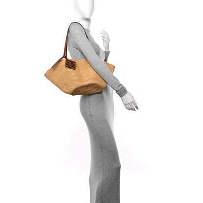 Loewe Calfskin Raffia Paulas Ibiza Small Shell Basket Tote Bag Natural Tan 2 of 11