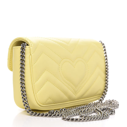 Gucci Calfskin Matelasse Super Mini GG Marmont Shoulder Bag Banana 3 of 10
