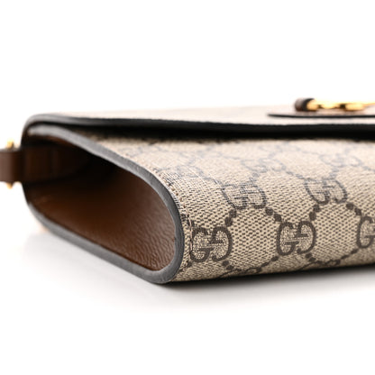 Gucci GG Supreme Monogram Azalea Calfskin Web Small Horsebit 1955 Crossbody Bag Beige Ebony Brown Sugar 8 of 10